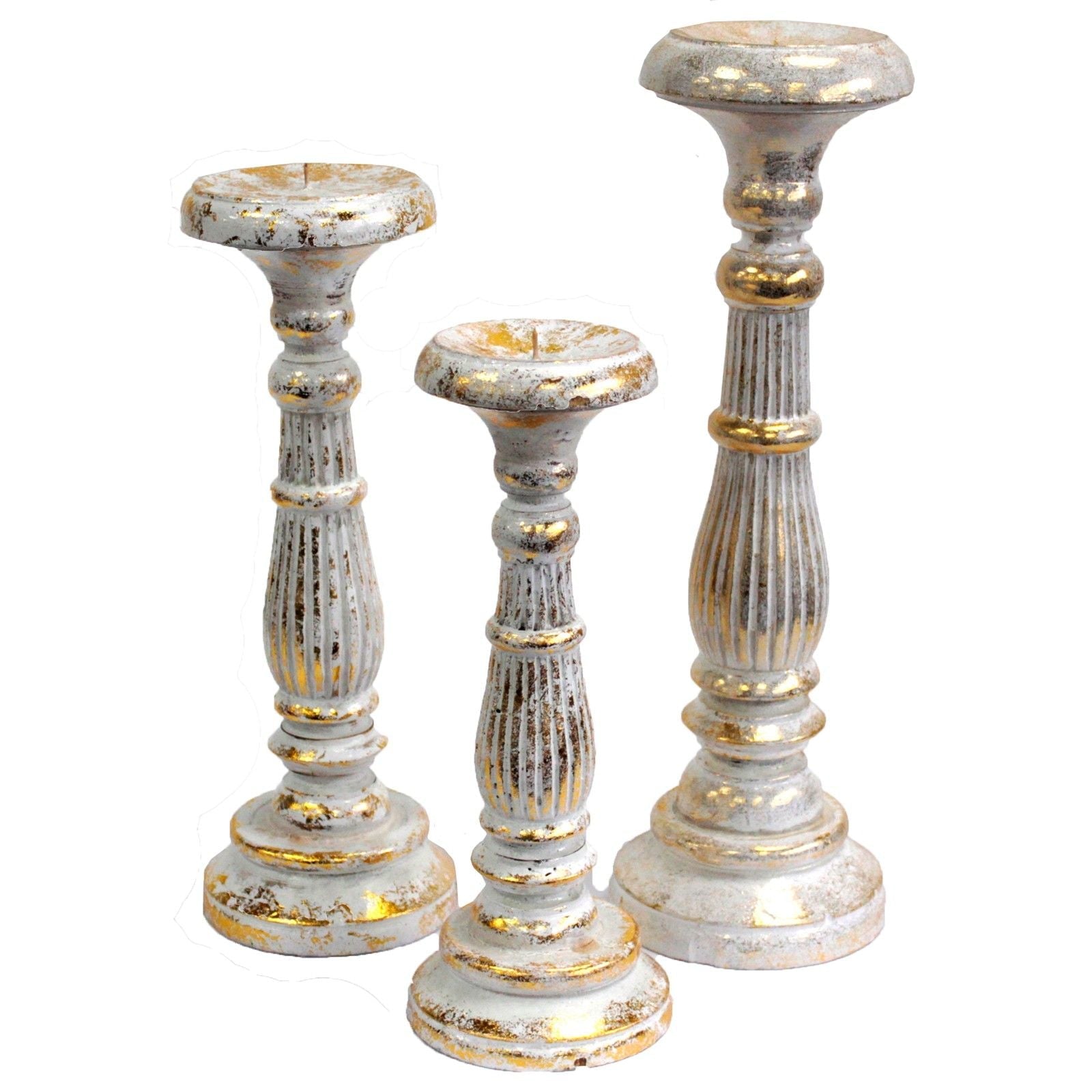 Polished Large Candle Stand White Gold featuring natural patterning and unique variations - Positive Faith Hope Love