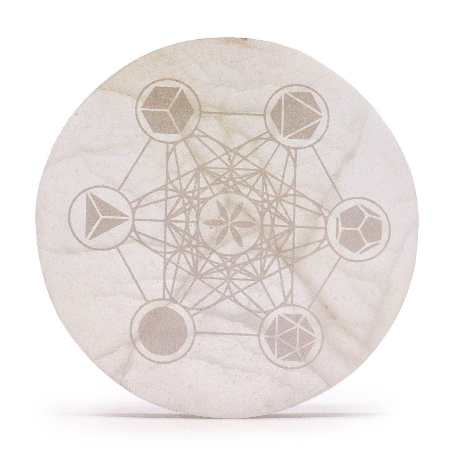 Polished Large Charging Plate 18cm - Sacred Geometry featuring natural patterning and unique variations - Positive Faith Hope Love