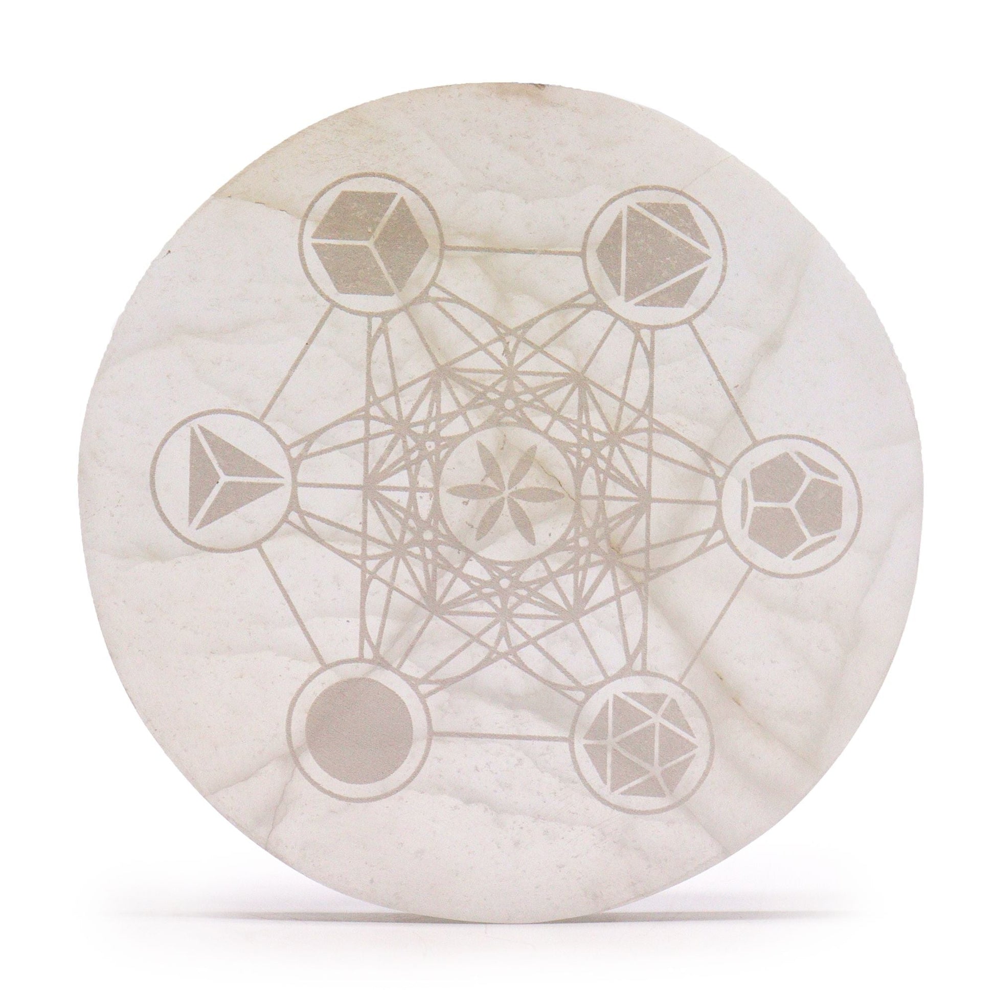 Polished Large Charging Plate 18cm - Sacred Geometry featuring natural patterning and unique variations - Positive Faith Hope Love
