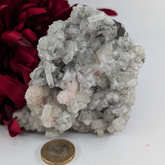 Polished Large Green Apophyllite With Orange Stillbite Mineral 285 Grams featuring natural patterning and unique variations - Positive Faith Hope Love