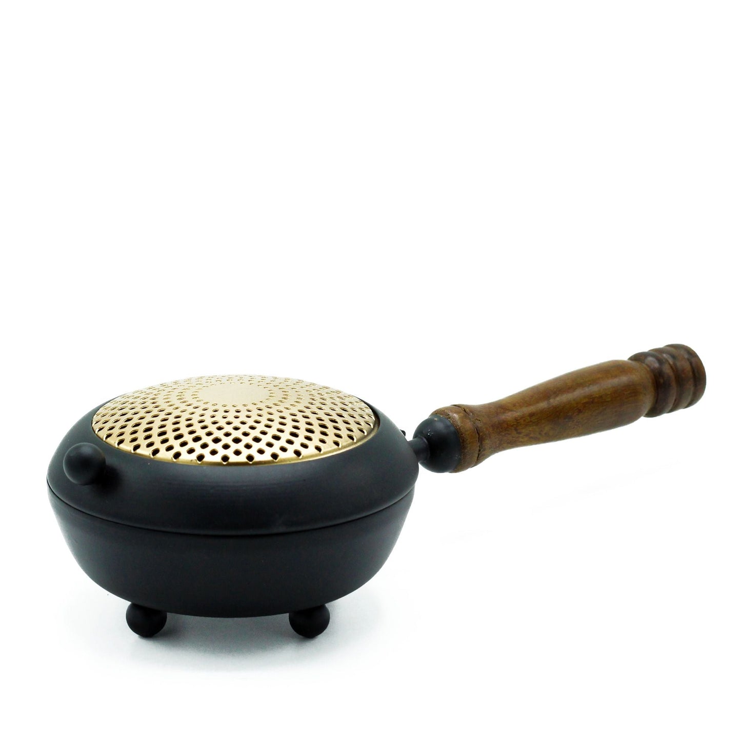 Polished Large Iron Censer Incense Burner - Gold detail featuring natural patterning and unique variations - Positive Faith Hope Love