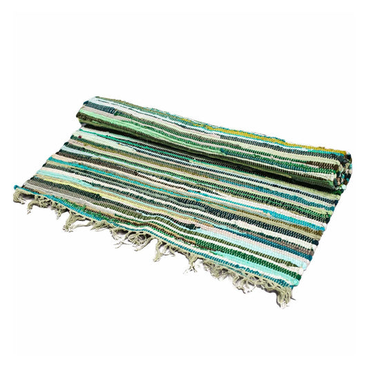 Polished Large Rag Rug - 150x90cm - premium quality - Natural Greens featuring natural patterning and unique variations - Positive Faith Hope Love