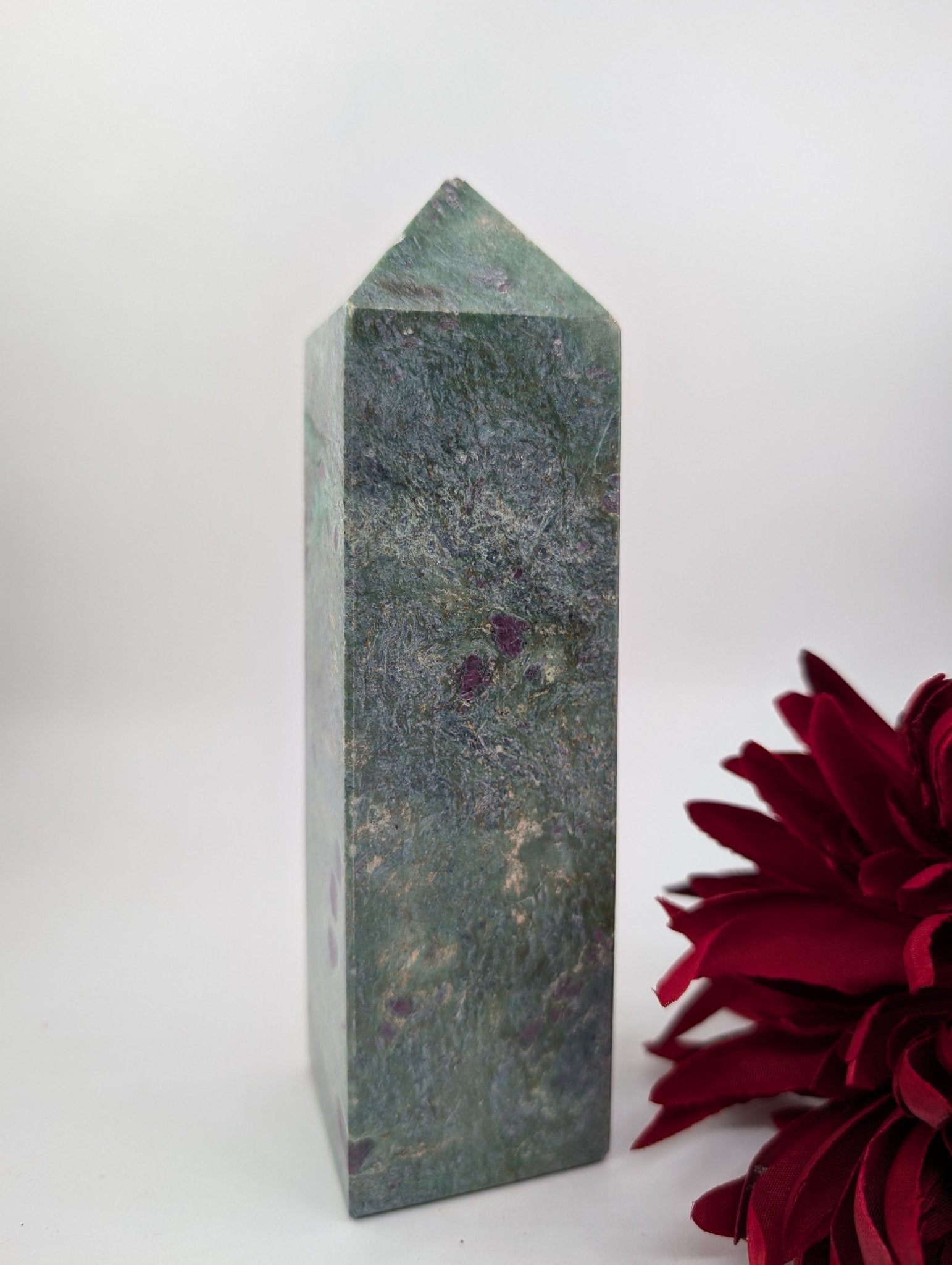 Large Ruby Fuchsite Tower 1090g - Positive Faith Hope Love