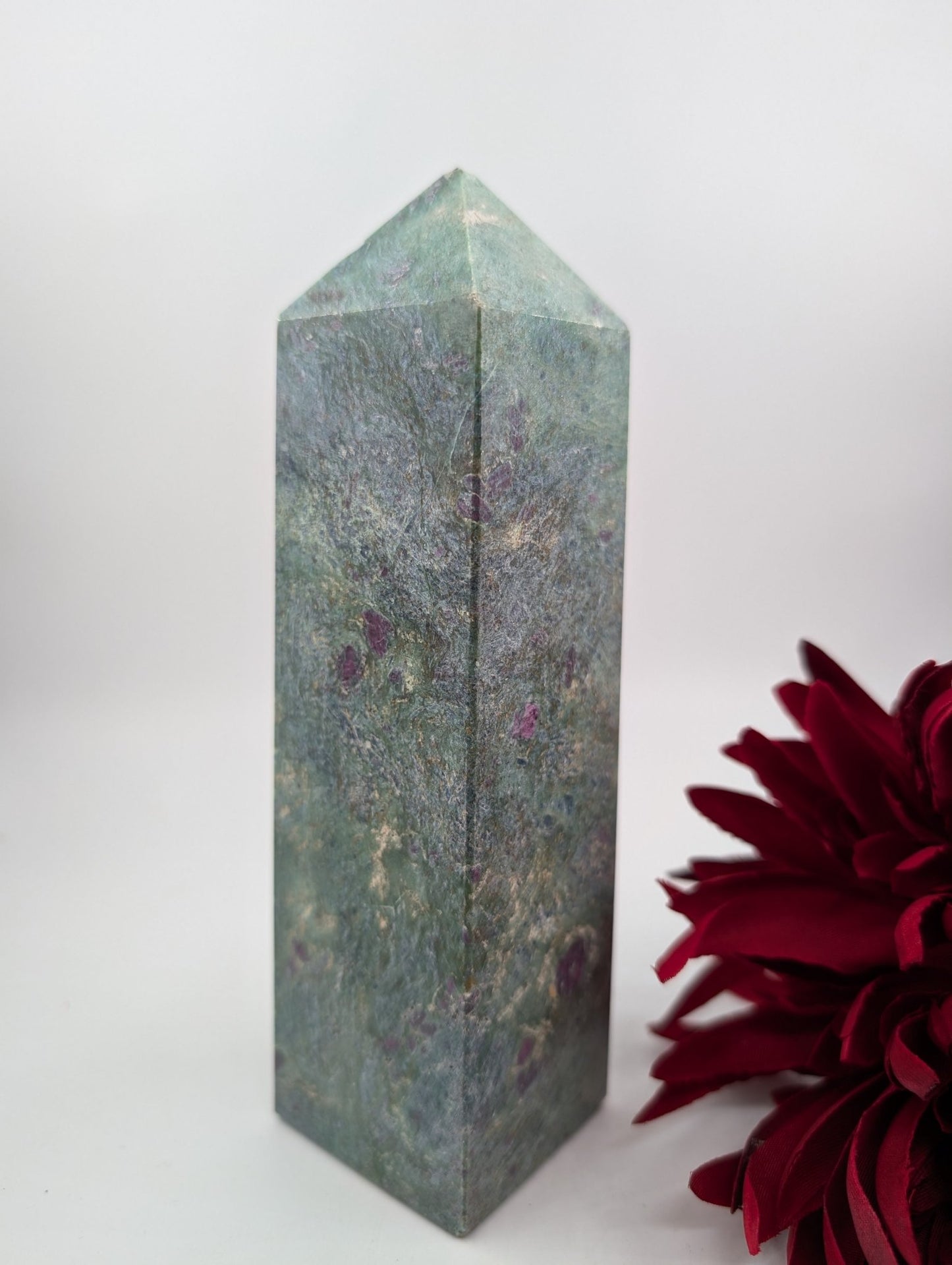 Large Ruby Fuchsite Tower 1090g - Positive Faith Hope Love