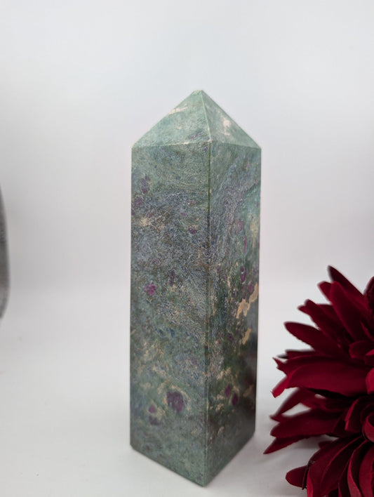 Polished Large Ruby Fuchsite Tower 1090G featuring natural patterning and unique variations - Positive Faith Hope Love