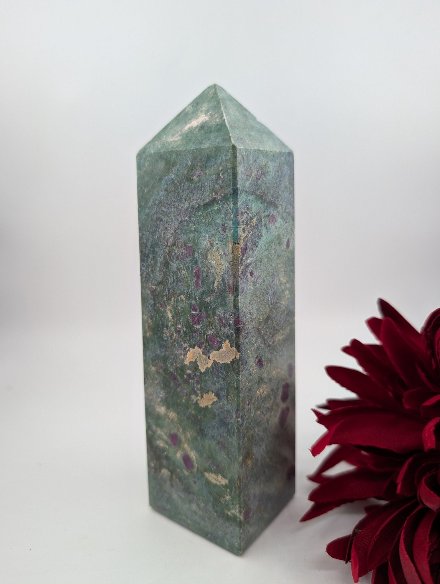 Large Ruby Fuchsite Tower 1090g - Positive Faith Hope Love