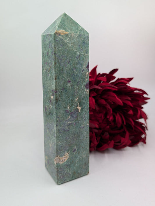 Large Ruby Fuchsite Tower 805g - Positive Faith Hope Love