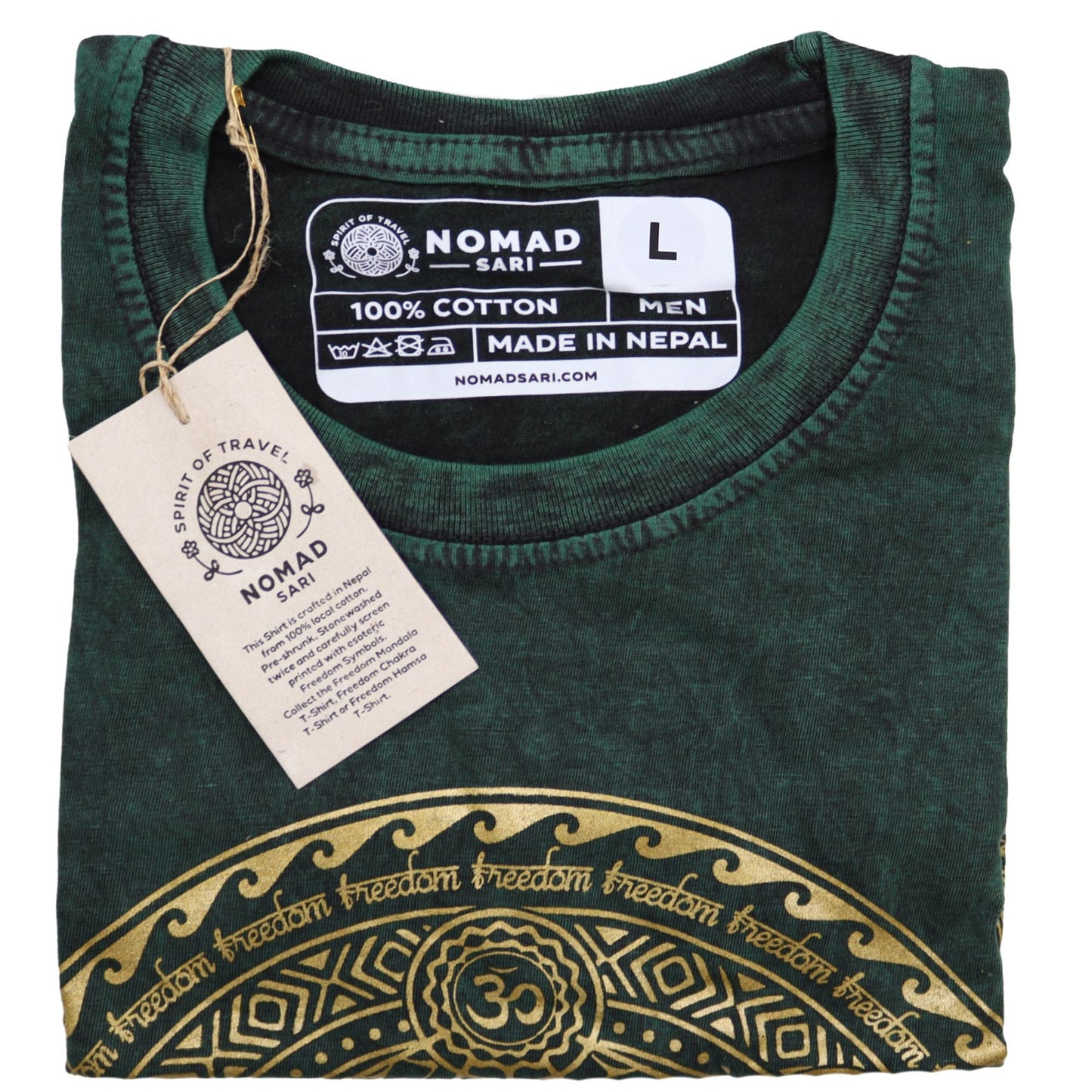 Polished Large Stone Washed T-Shirt - Chakra - Green featuring natural patterning and unique variations - Positive Faith Hope Love