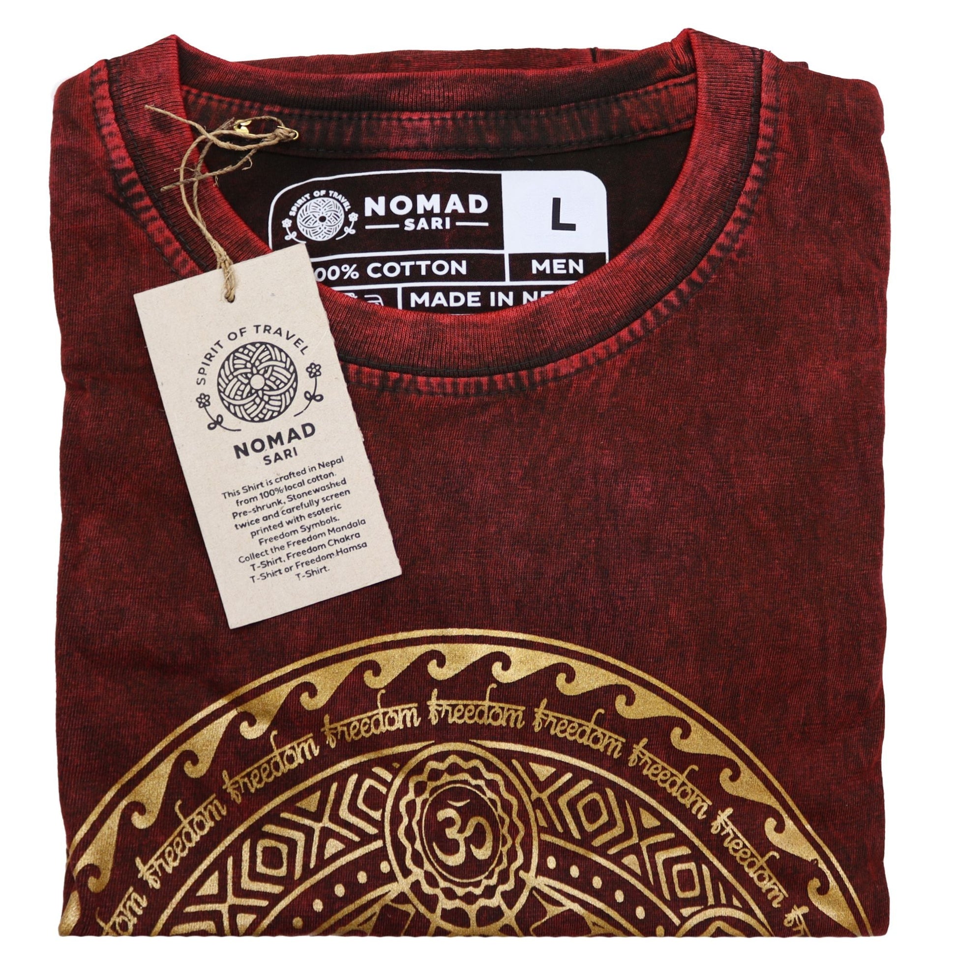 Polished Large Stone Washed T-Shirt - Chakra - Maroon featuring natural patterning and unique variations - Positive Faith Hope Love