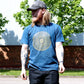 Polished Large Stone Washed T Shirt Mandala Blue featuring natural patterning and unique variations - Positive Faith Hope Love