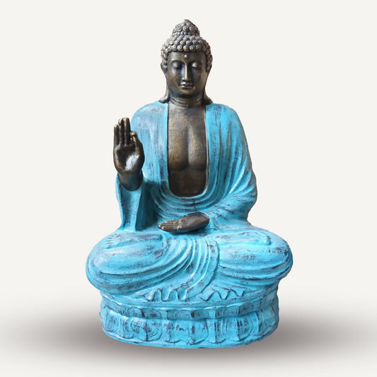 Polished Large Turquoise Stone Buddha Teaching On Lotus 2M 2 featuring natural patterning and unique variations - Positive Faith Hope Love