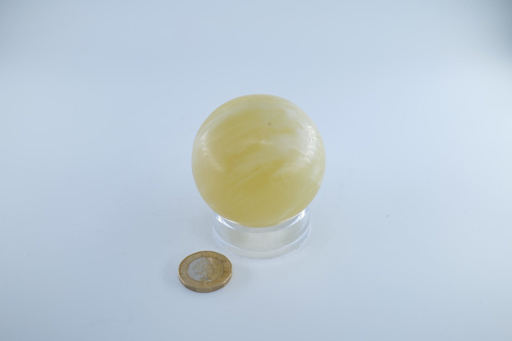 Lemon Calcite Sphere 302 grams - Positive Faith Hope Love