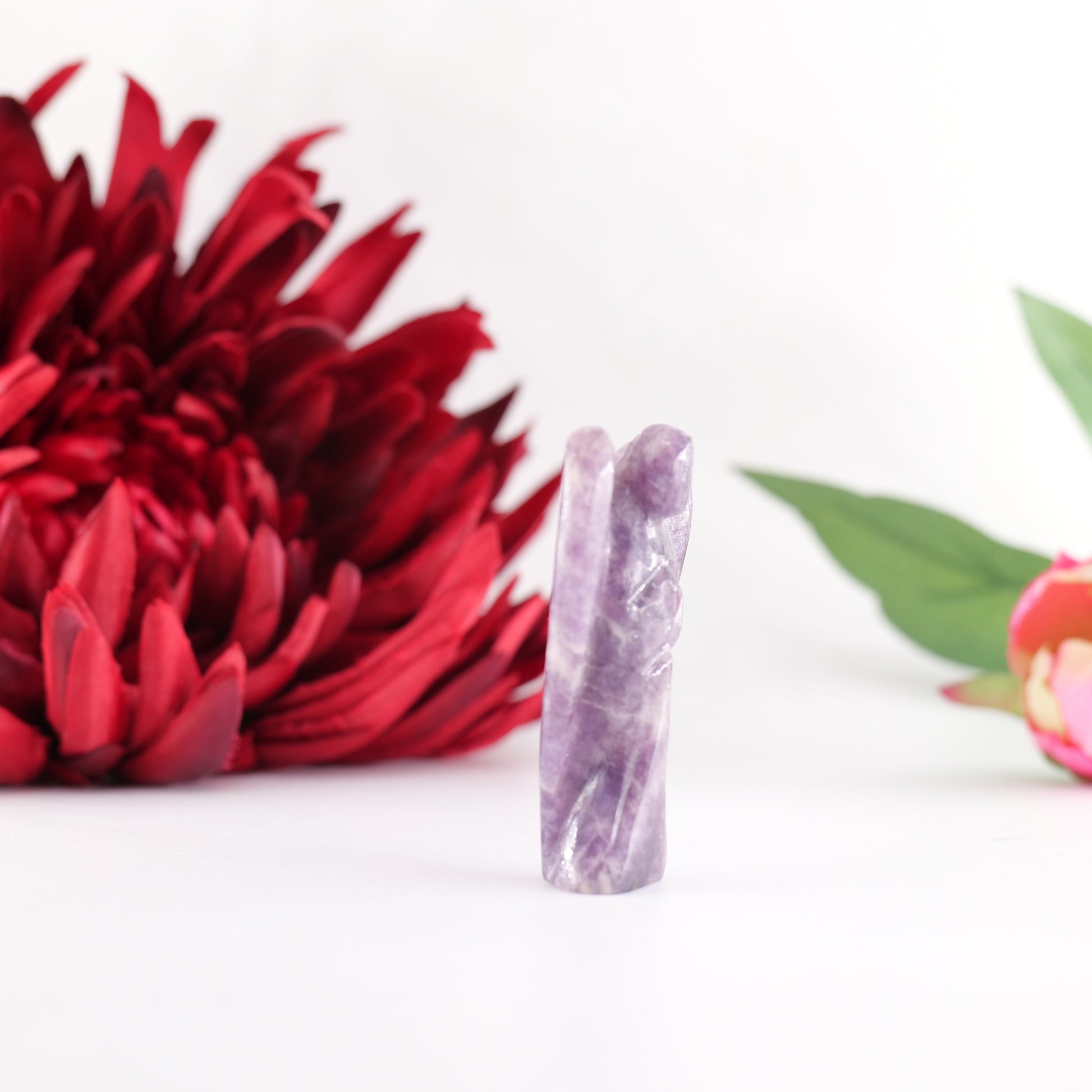 Polished Lepidolite Angel 50Mm featuring lilac-mauve tone with mica sparkle - Positive Faith Hope Love