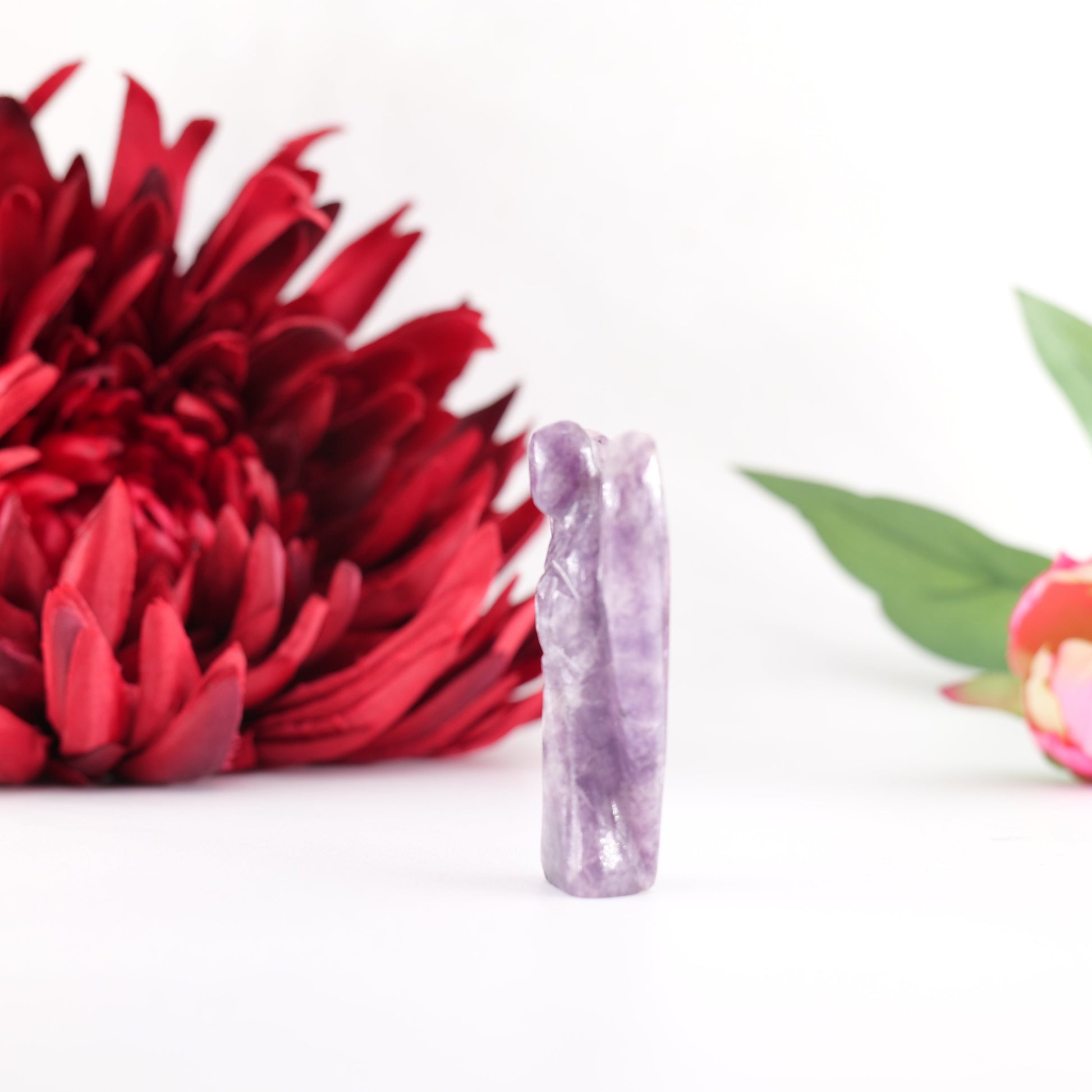 Polished Lepidolite Angel 50Mm featuring lilac-mauve tone with mica sparkle - Positive Faith Hope Love