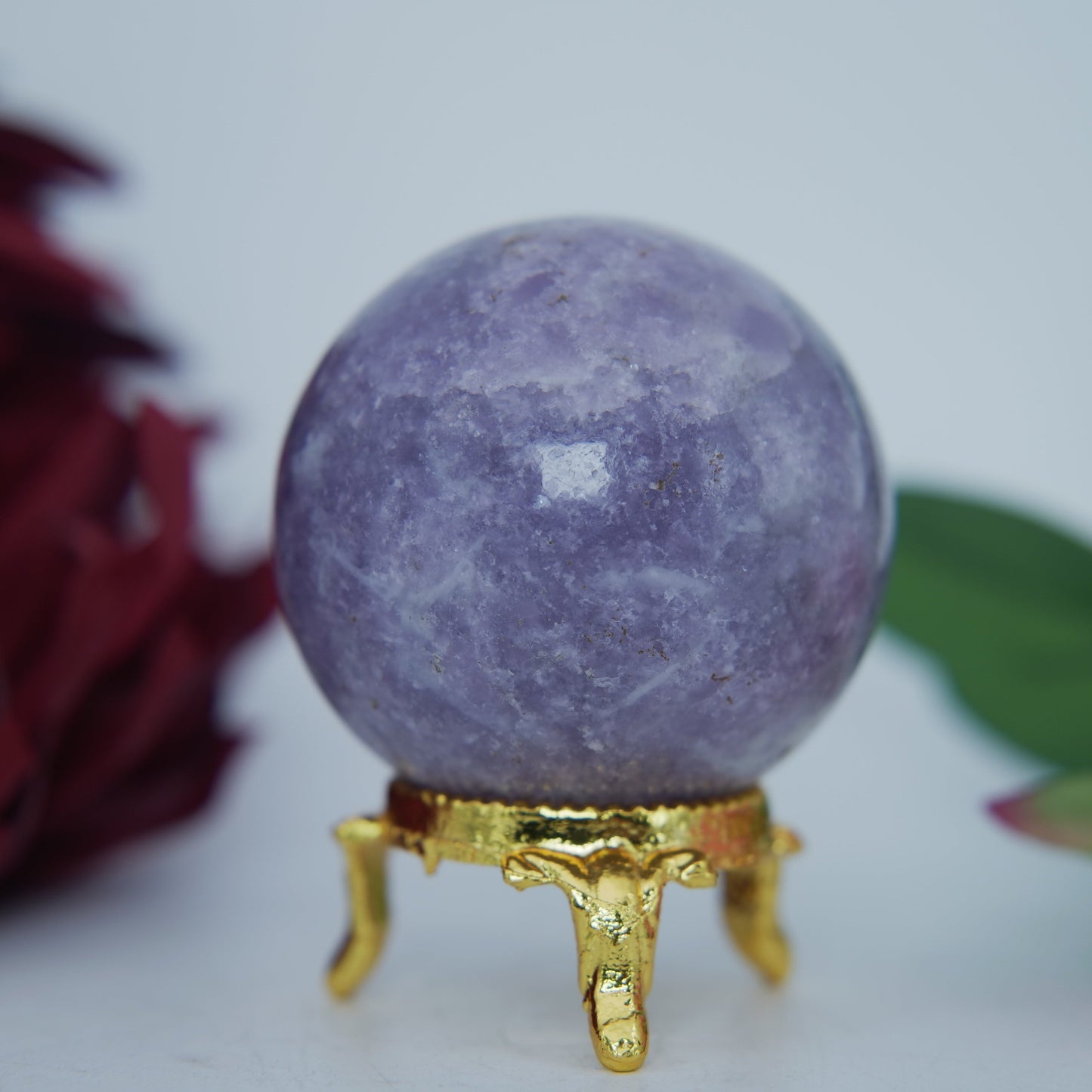 Polished Lepidolite Sphere 185G 50Mm featuring lilac-mauve tone with mica sparkle - Positive Faith Hope Love