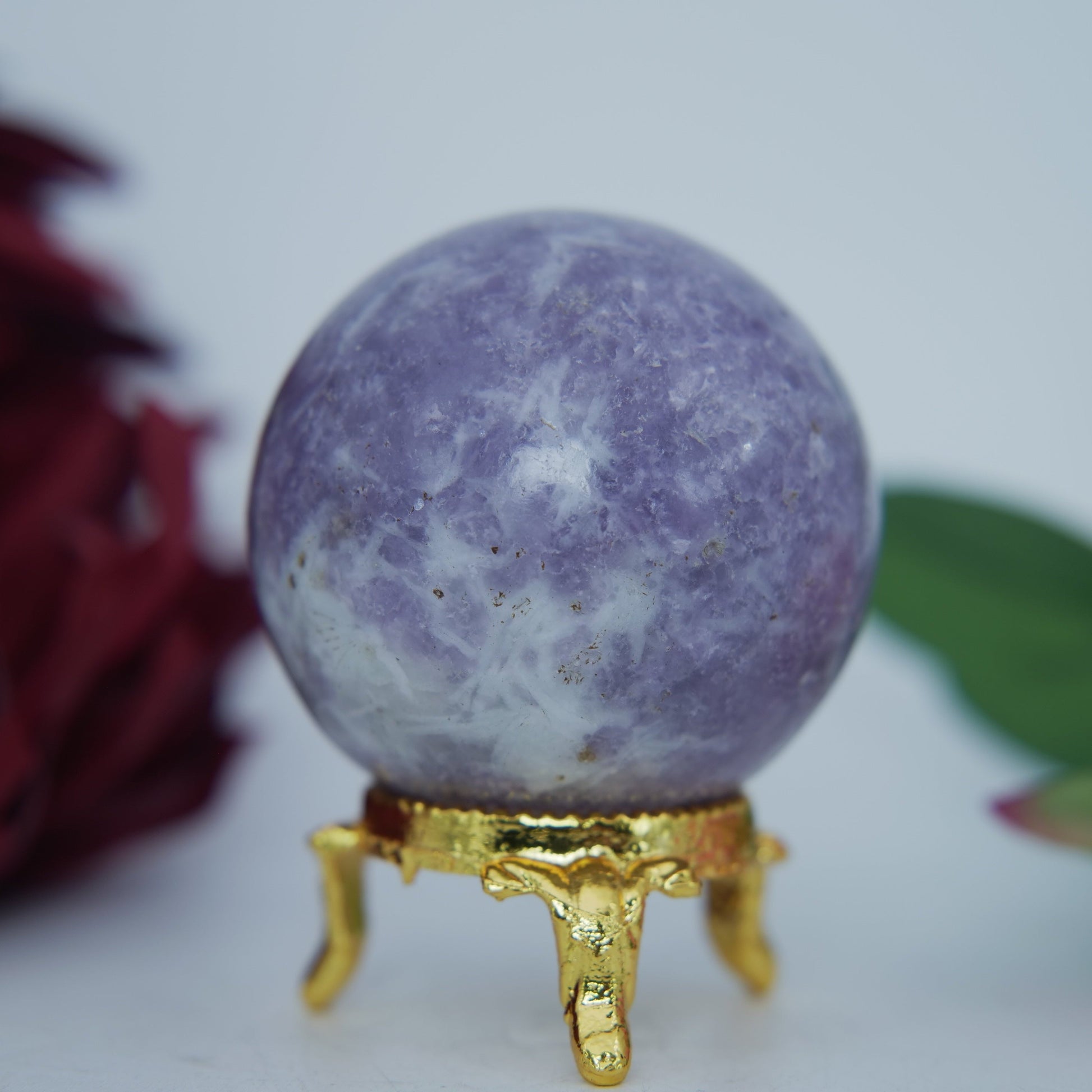 Polished Lepidolite Sphere 185G 50Mm featuring lilac-mauve tone with mica sparkle - Positive Faith Hope Love