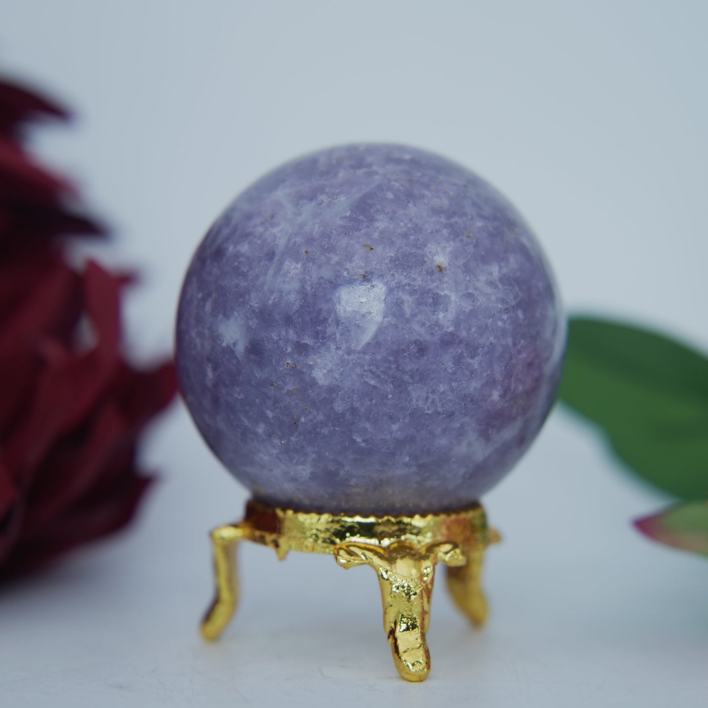 Polished Lepidolite Sphere 185G 50Mm featuring lilac-mauve tone with mica sparkle - Positive Faith Hope Love