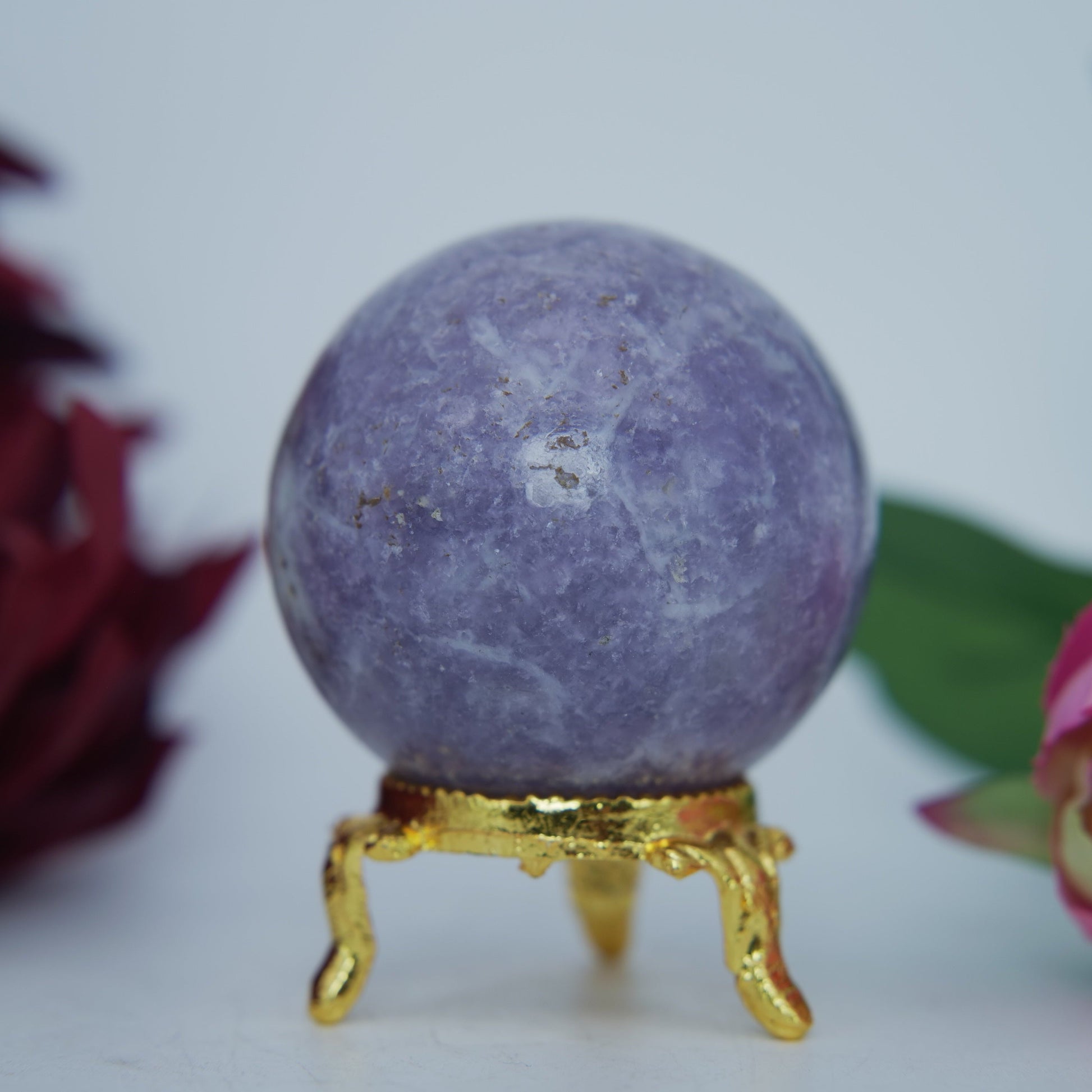 Polished Lepidolite Sphere 185G 50Mm featuring lilac-mauve tone with mica sparkle - Positive Faith Hope Love