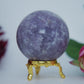 Polished Lepidolite Sphere 265g 57mm featuring lilac-mauve tone with mica sparkle - Positive Faith Hope Love