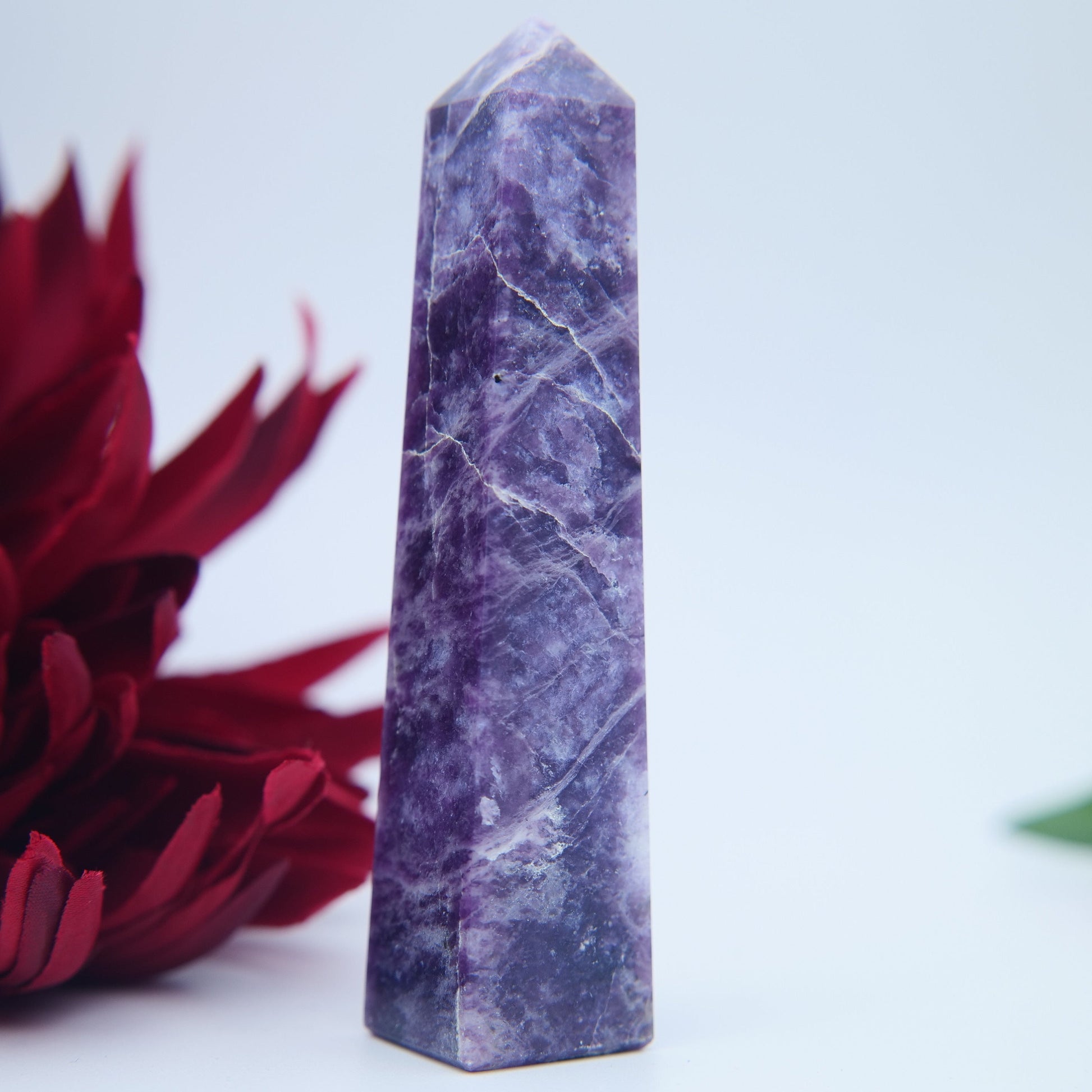 Lepidolite Tower — 10cm - Positive Faith Hope Love