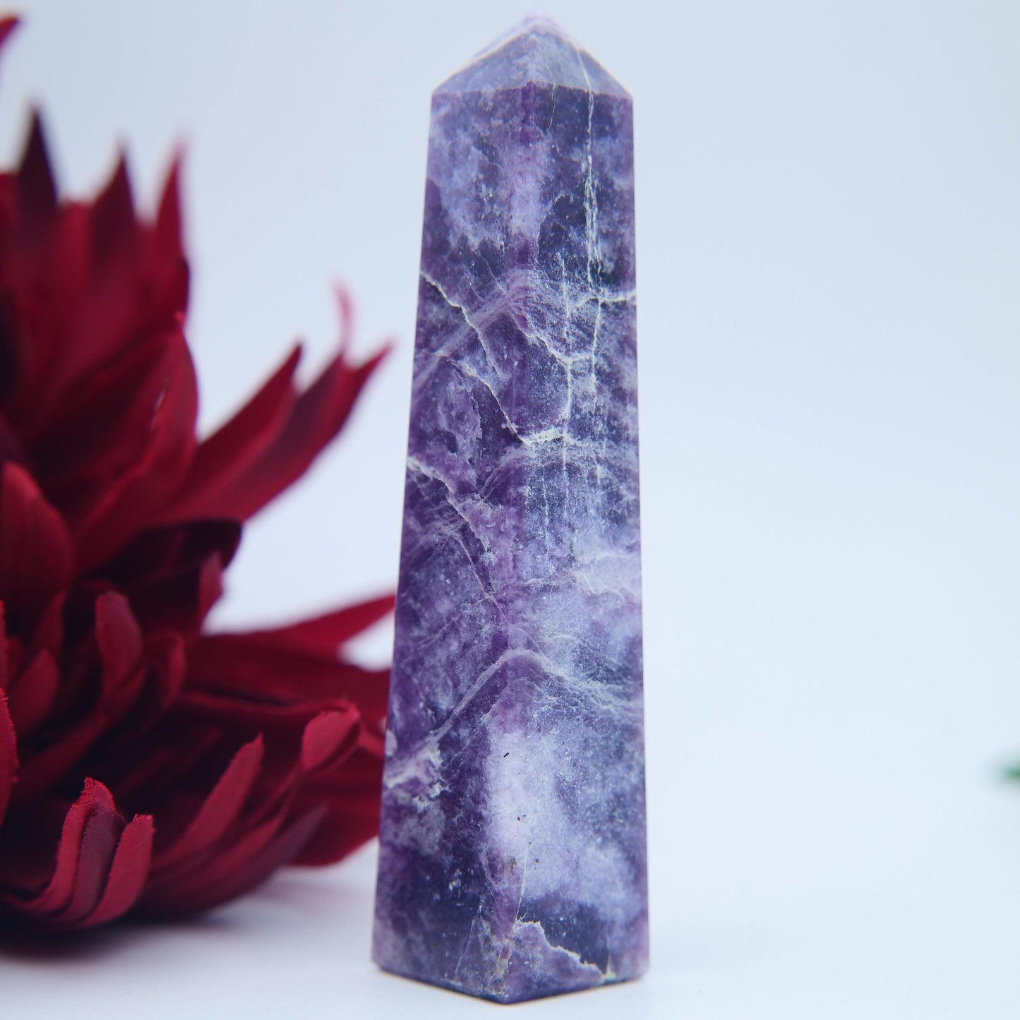 Lepidolite Tower — 10cm - Positive Faith Hope Love