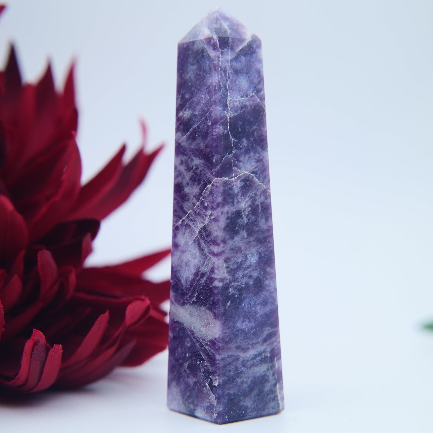 Lepidolite Tower — 10cm - Positive Faith Hope Love