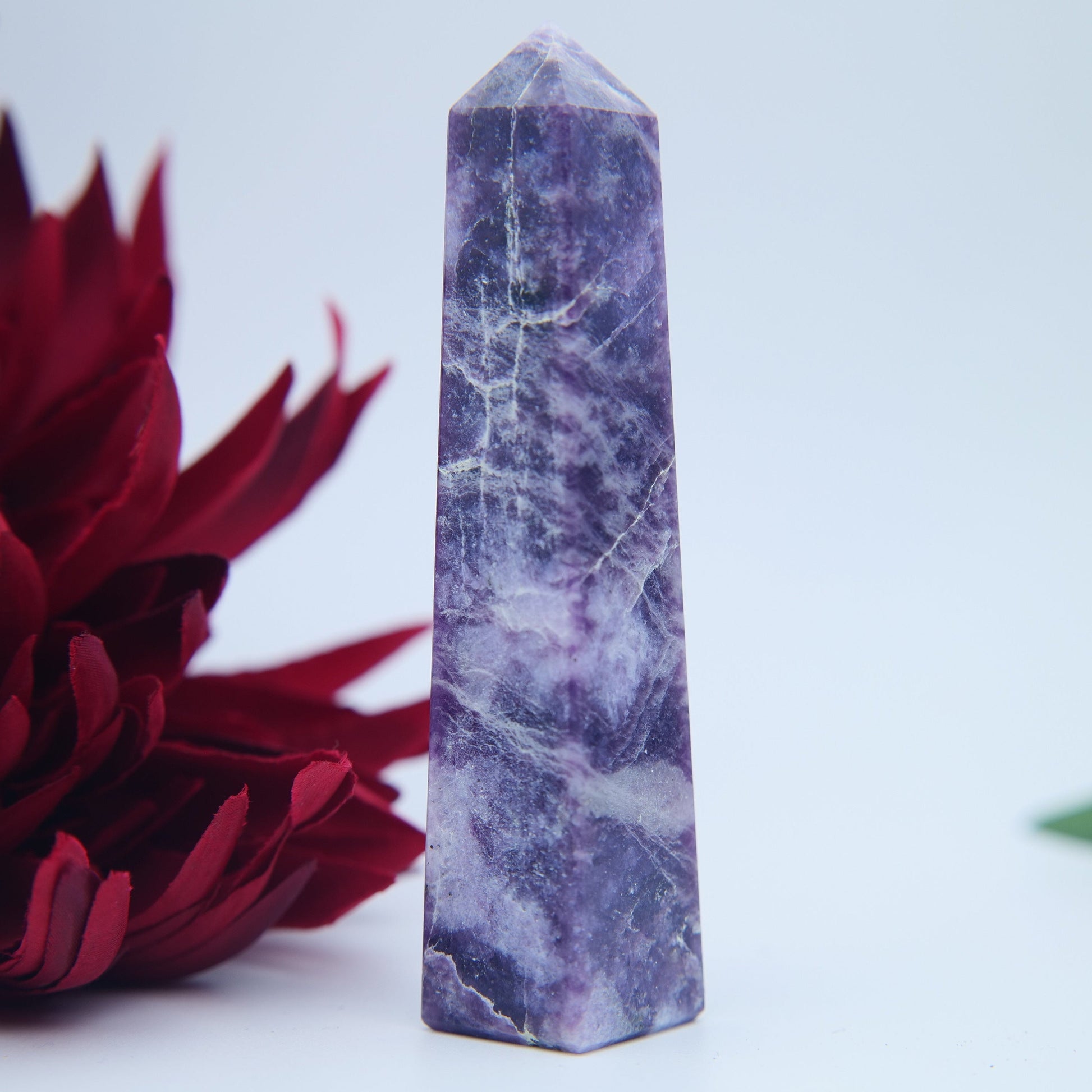 Lepidolite Tower — 10cm - Positive Faith Hope Love