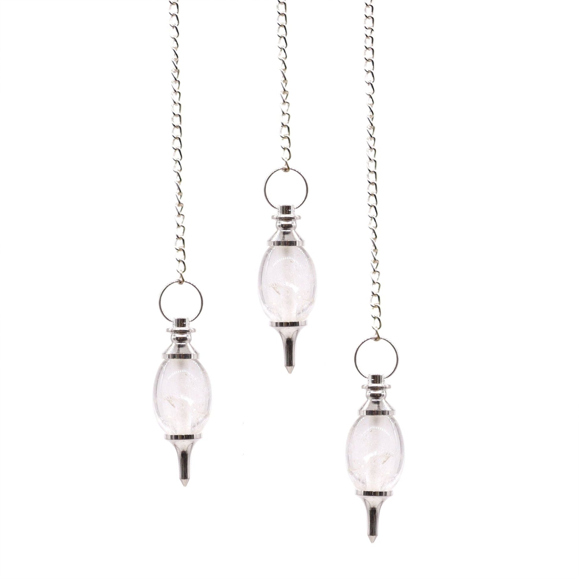 Polished Lingam Shaped Gemstone Pendulum - Rock Quartz featuring natural patterning and unique variations - Positive Faith Hope Love