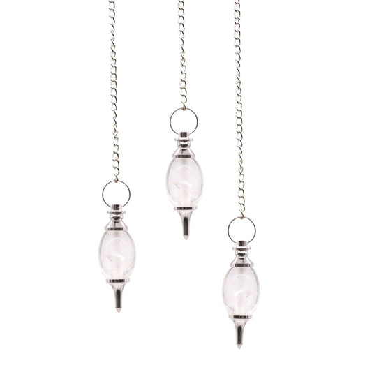 Polished Lingam Shaped Gemstone Pendulum - Rock Quartz featuring natural patterning and unique variations - Positive Faith Hope Love