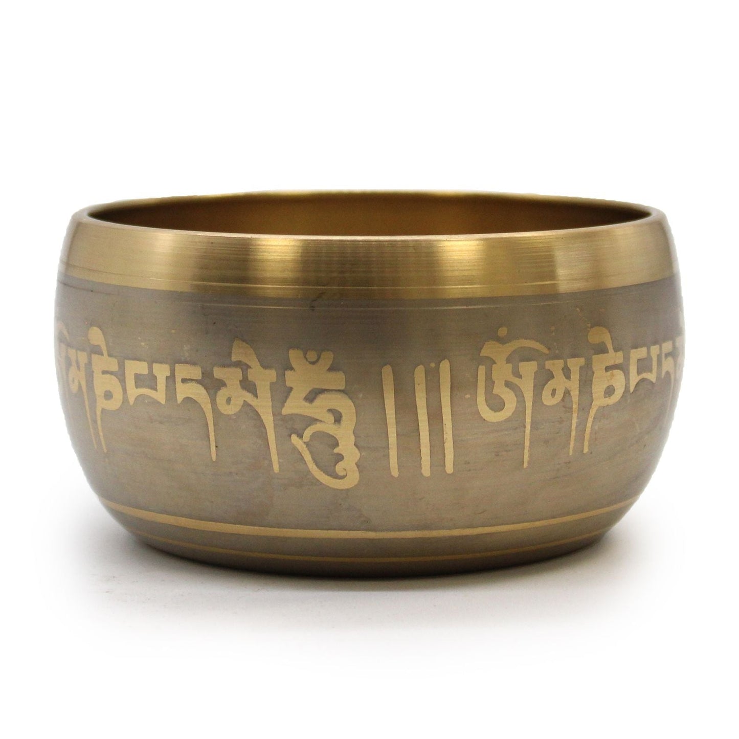 Polished Lrg Five Buddha Singing Bowl featuring natural patterning and unique variations - Positive Faith Hope Love