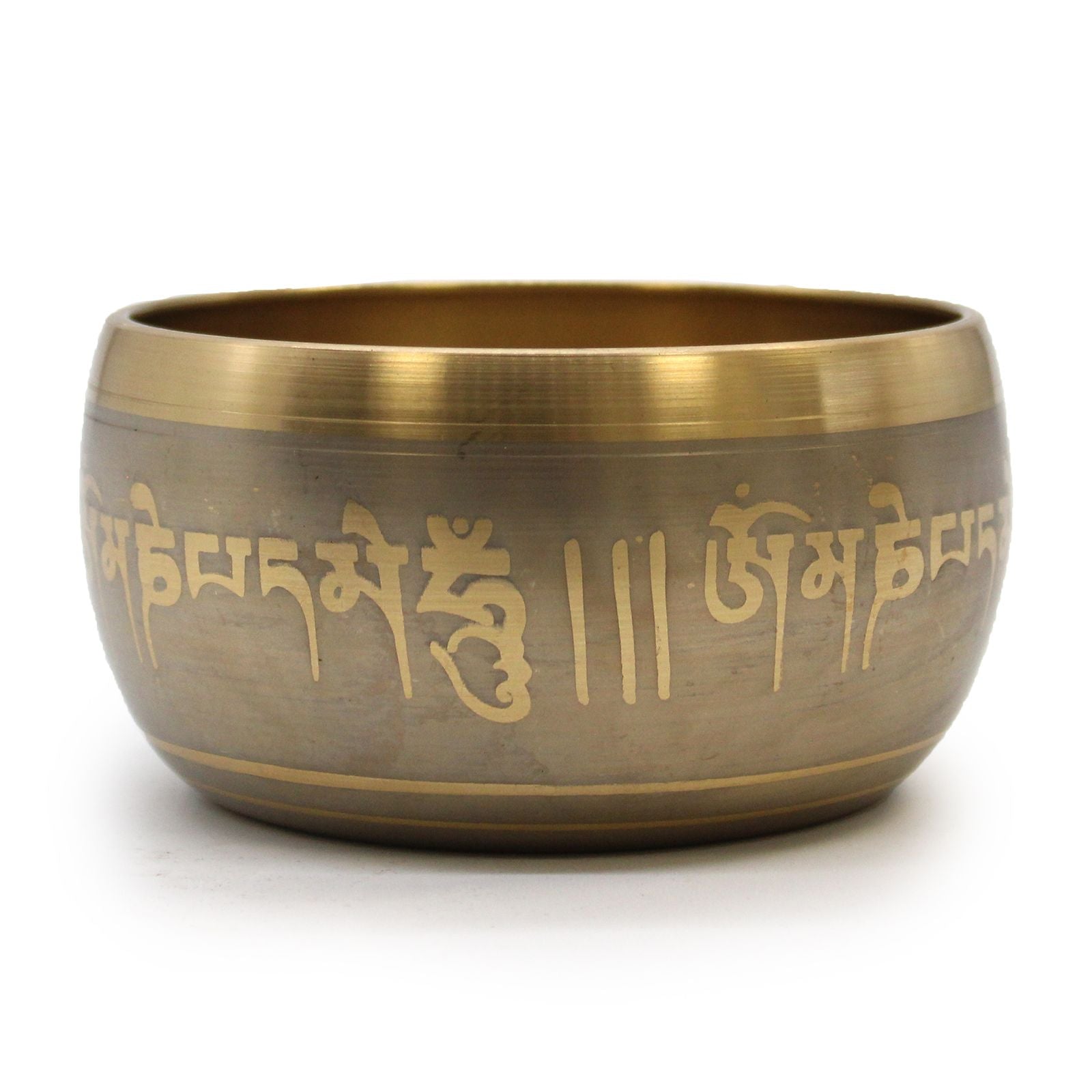 Polished Lrg Five Buddha Singing Bowl featuring natural patterning and unique variations - Positive Faith Hope Love