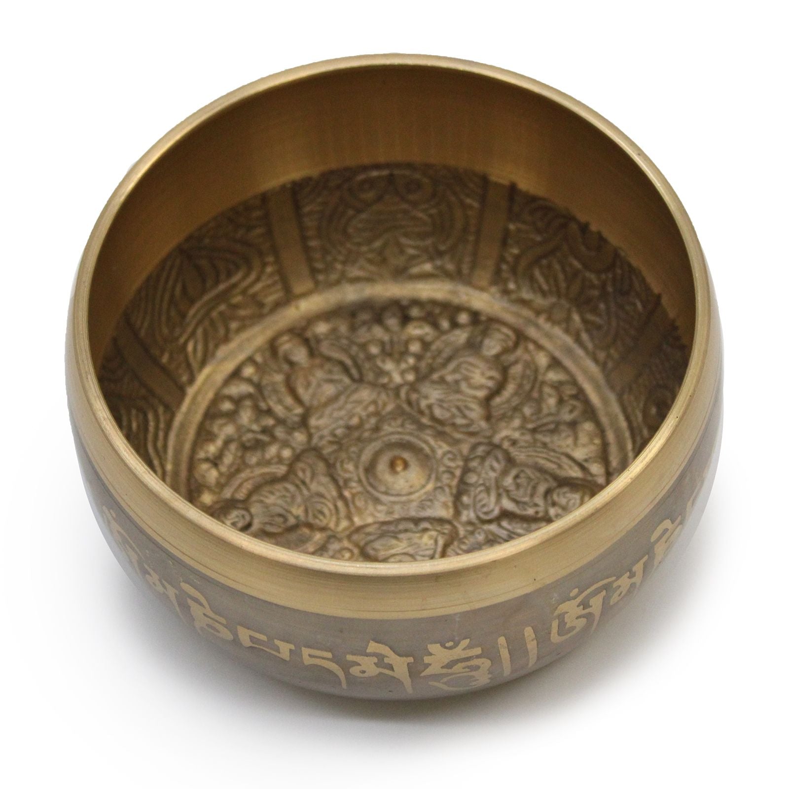 Polished Lrg Five Buddha Singing Bowl featuring natural patterning and unique variations - Positive Faith Hope Love