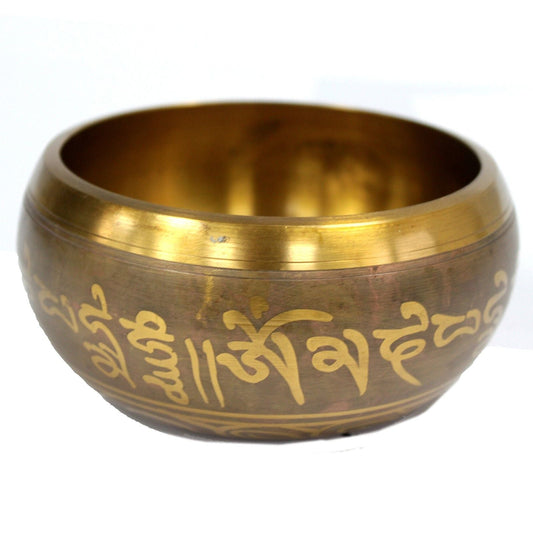 Polished Lrg Five Buddha Singing Bowl featuring natural patterning and unique variations - Positive Faith Hope Love