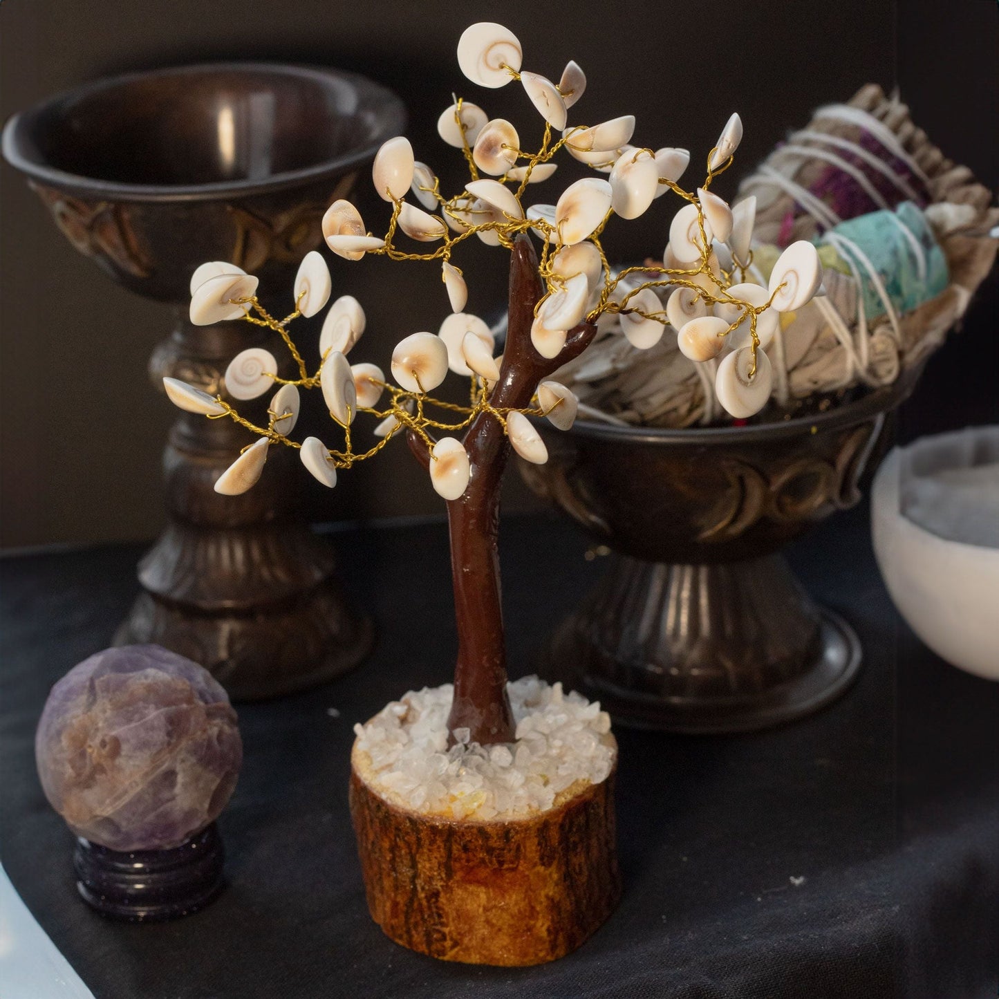 Polished Lrg Gomati Chakra Circle Stone Tree 60 Stones 1 featuring natural patterning and unique variations - Positive Faith Hope Love