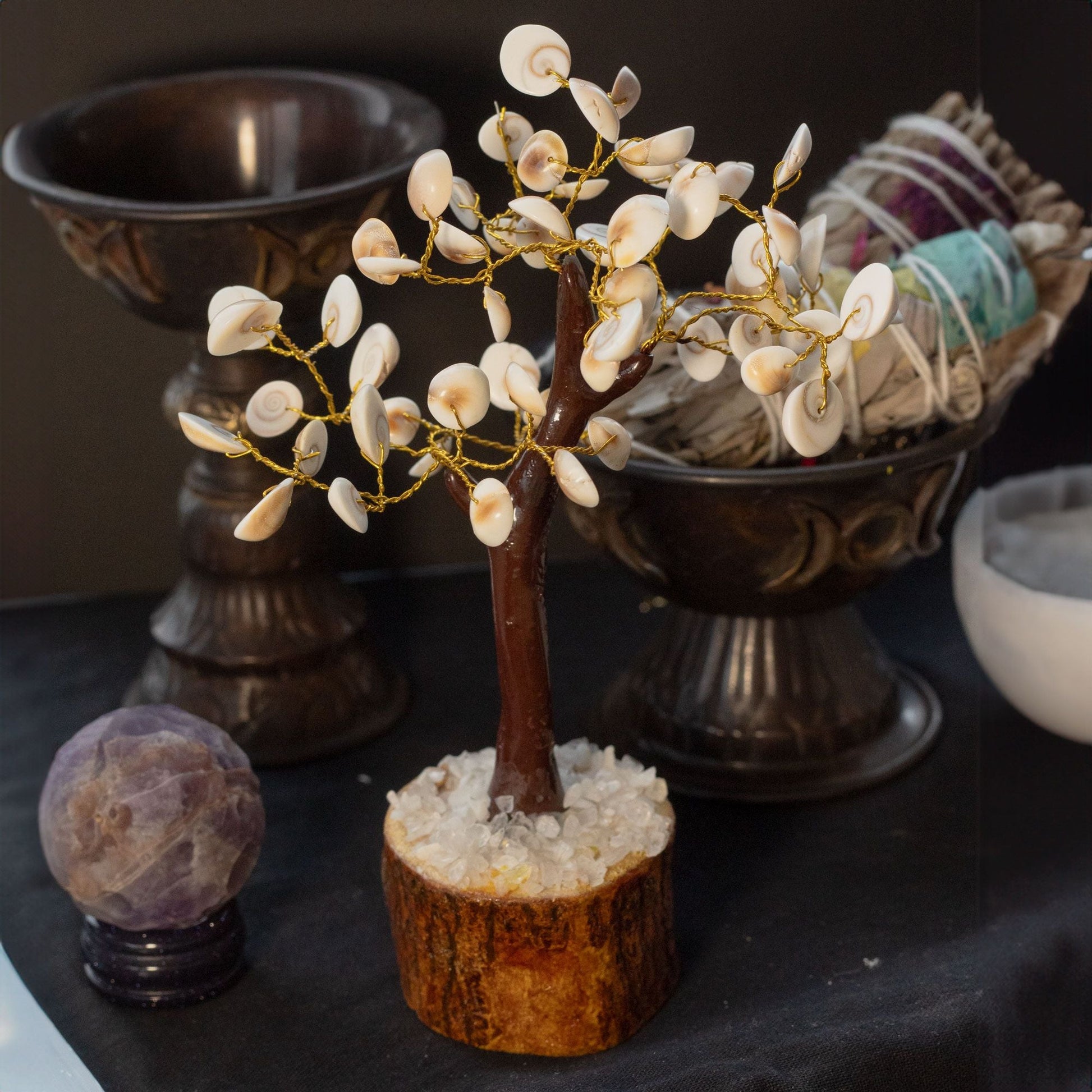 Polished Lrg Gomati Chakra Circle Stone Tree 60 Stones 1 featuring natural patterning and unique variations - Positive Faith Hope Love