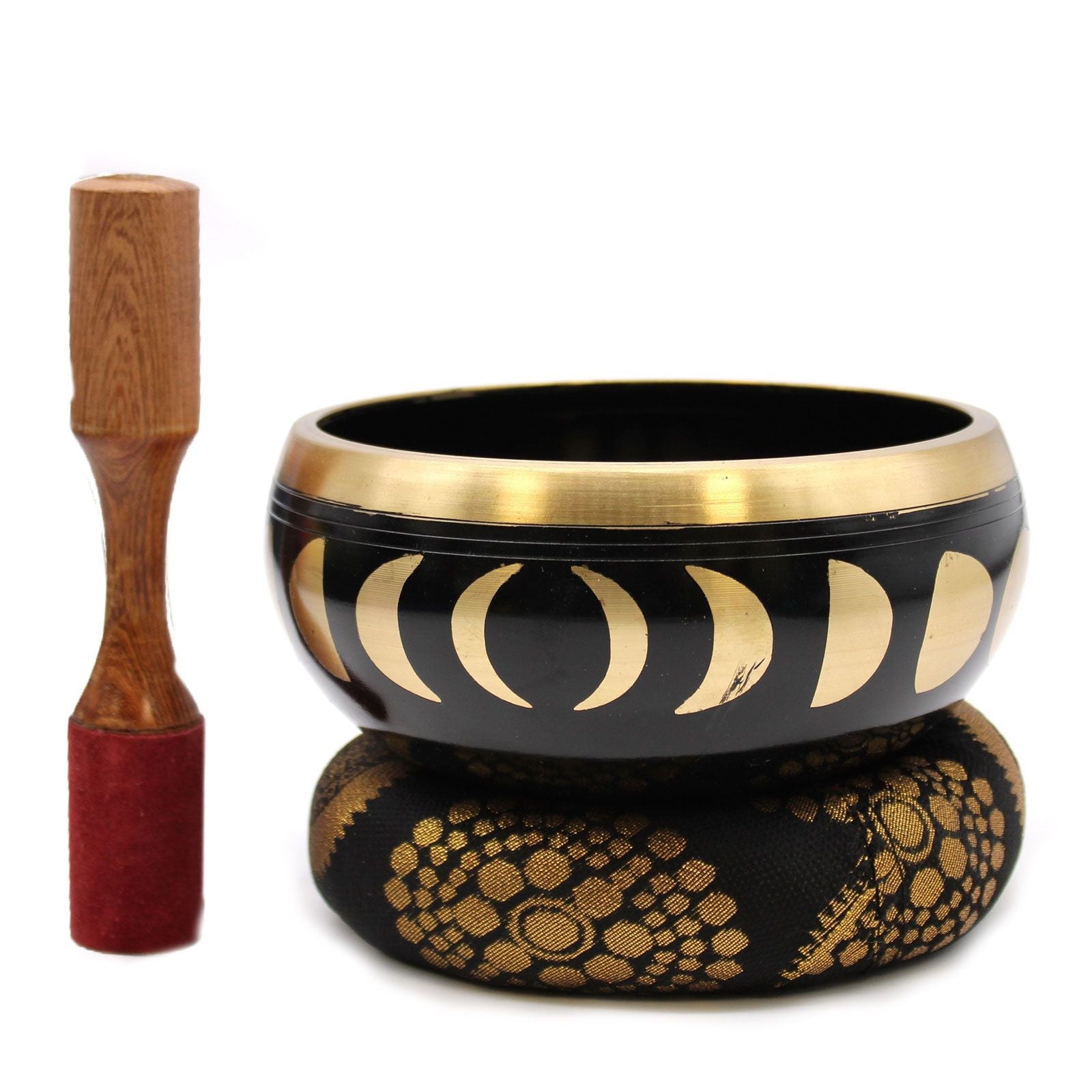 Polished Lrg Moon Phase Singing Bowl Set Black 14Cm featuring natural patterning and unique variations - Positive Faith Hope Love