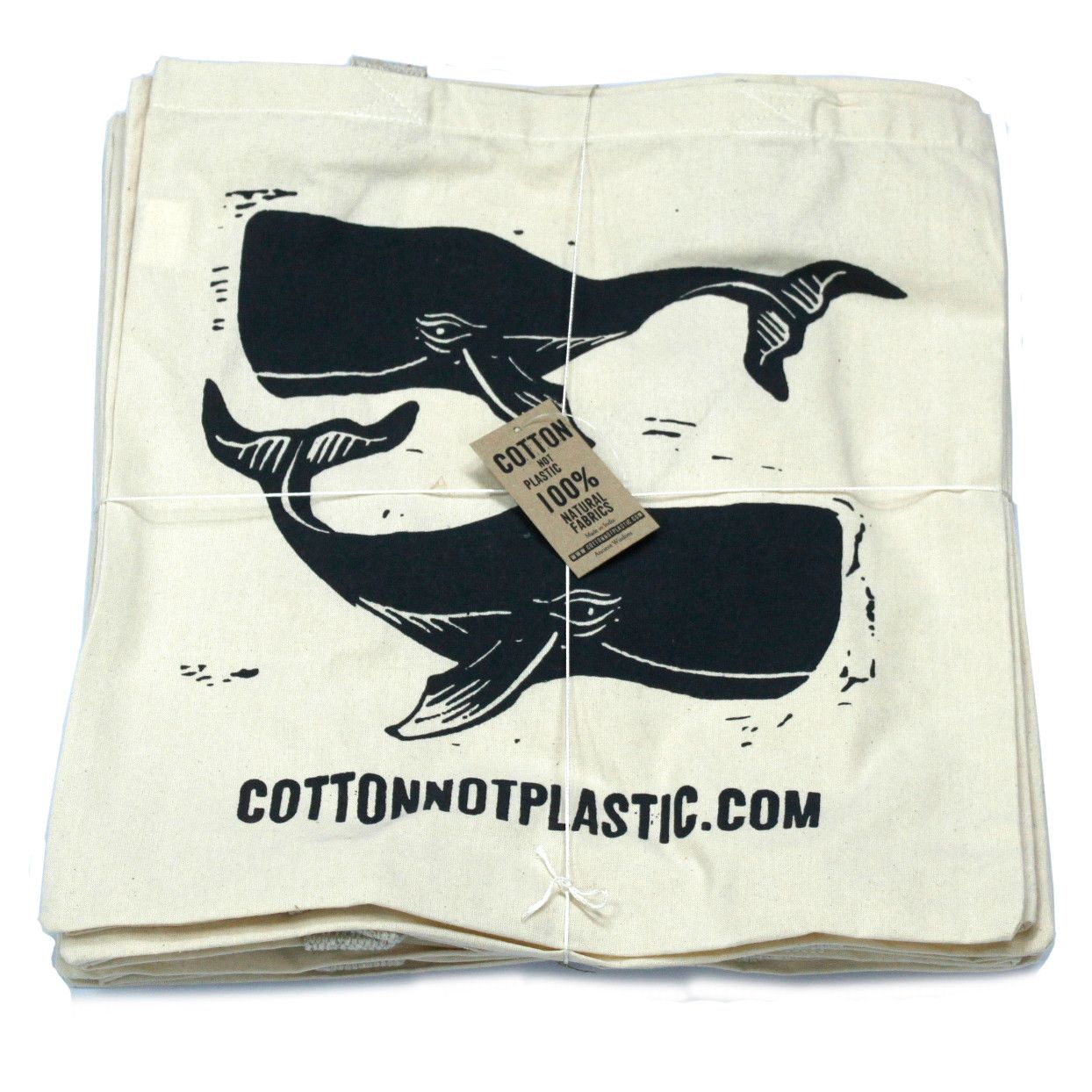 Polished Lrg Natural 6Oz Cotton Bag 38X42Cm Whales featuring natural patterning and unique variations - Positive Faith Hope Love