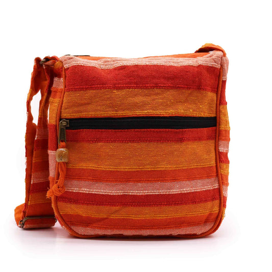 Polished Lrg Nepal Sling Bag (Adjustable Strap) - Sunrise Orange featuring natural patterning and unique variations - Positive Faith Hope Love