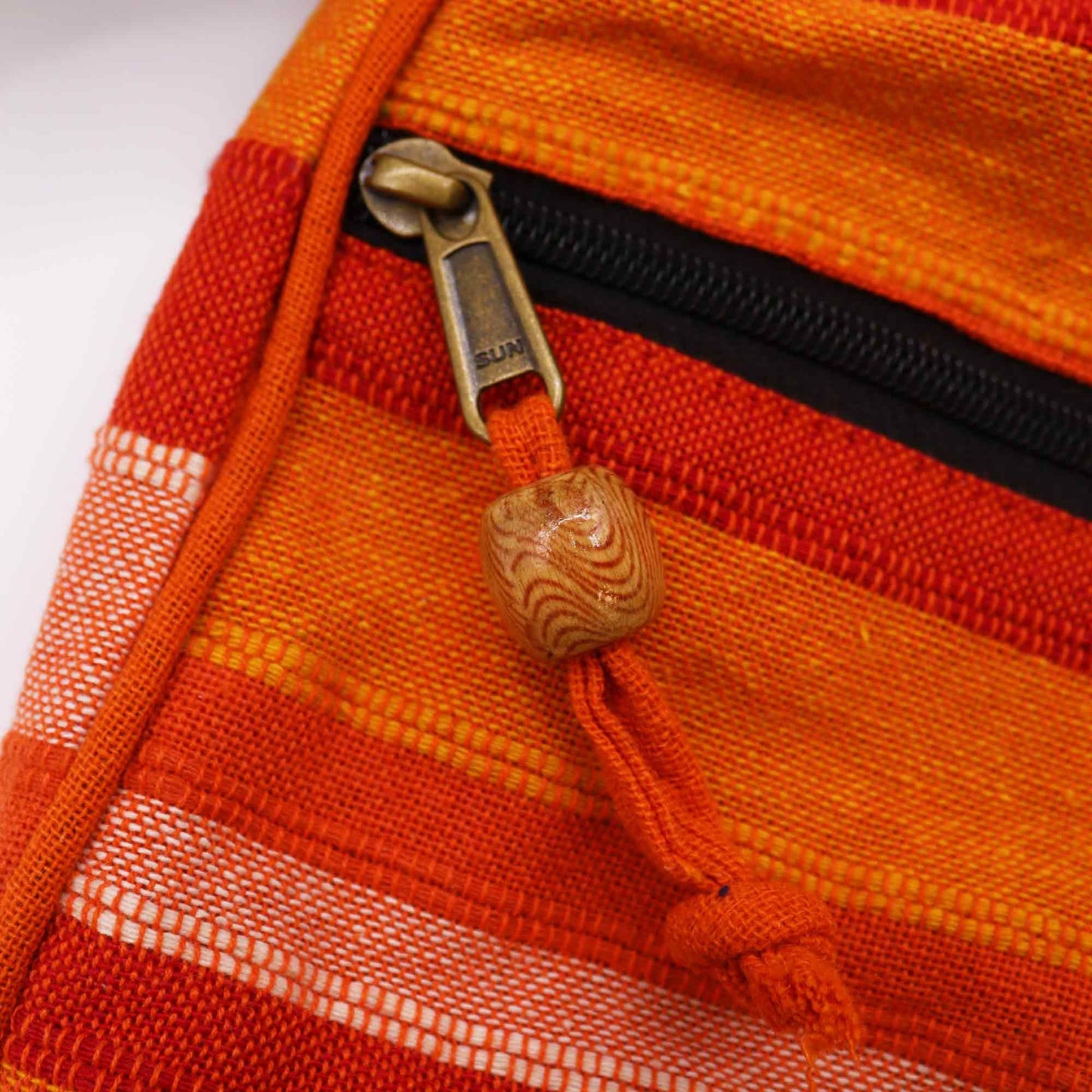 Polished Lrg Nepal Sling Bag Adjustable Strap Sunrise Orange featuring natural patterning and unique variations - Positive Faith Hope Love
