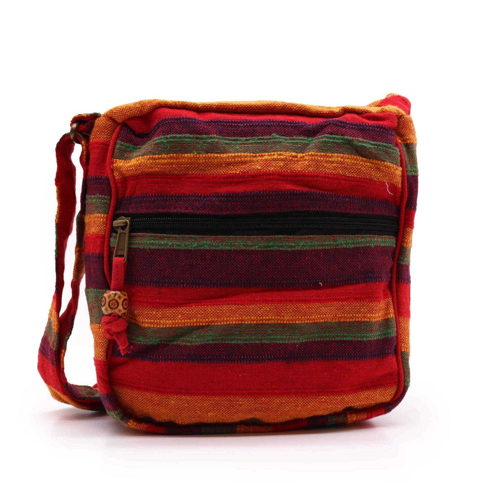 Polished Lrg Nepal Sling Bag (Adjustable Strap) - Sunset Reds featuring natural patterning and unique variations - Positive Faith Hope Love