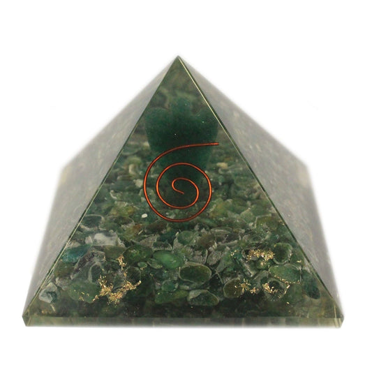 Polished Lrg Orgonite Pyramid 70mm - Angel featuring natural patterning and unique variations - Positive Faith Hope Love