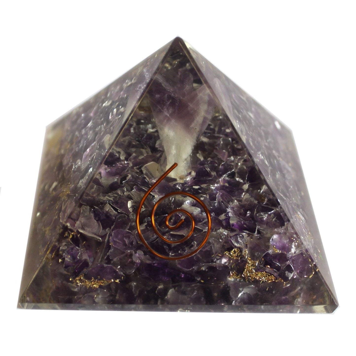 Polished Lrg Orgonite Pyramid 70Mm Angel featuring natural patterning and unique variations - Positive Faith Hope Love