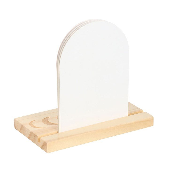 Polished Luna Moth Affirmation Cards With Wooden Stand featuring natural patterning and unique variations - Positive Faith Hope Love