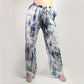 Polished Lxl Nomad Sari On The Med Collection Lounge Pants Gold Blue Greek Motiff Handpainted featuring natural patterning - Positive Faith Hope Love