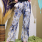 Polished (LXL) Nomad Sari On the Med Collection - Lounge Pants - Gold & Blue Greek Motiff - Handpainted featuring natural patterning - Positive Faith Hope Love