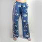 Polished (LXL) Nomad Sari On the Med Collection - Lounge Pants - Rich Blue & Gold Hand Painted Evil Eye Design featuring natural patterning - Positive Faith Hope Love