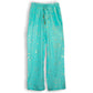 Polished Lxl Nomad Sari On The Med Collection Lounge Pants Turquoise Gold Fish Design featuring natural patterning and unique variations - Positive Faith Hope Love