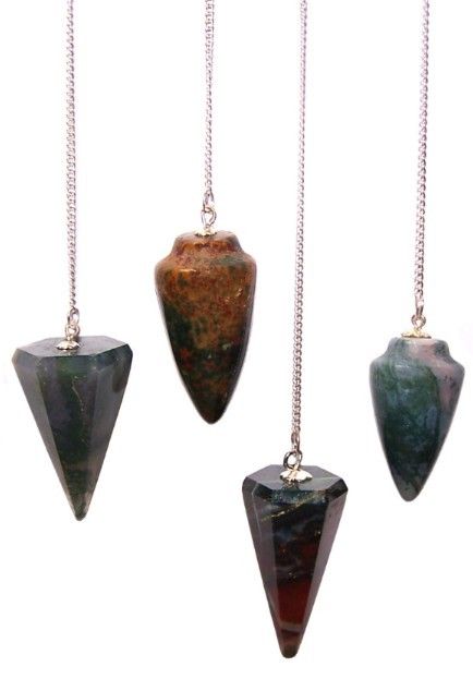 Polished Magic Pendulum Bloodstone featuring deep green base with red flecks - Positive Faith Hope Love
