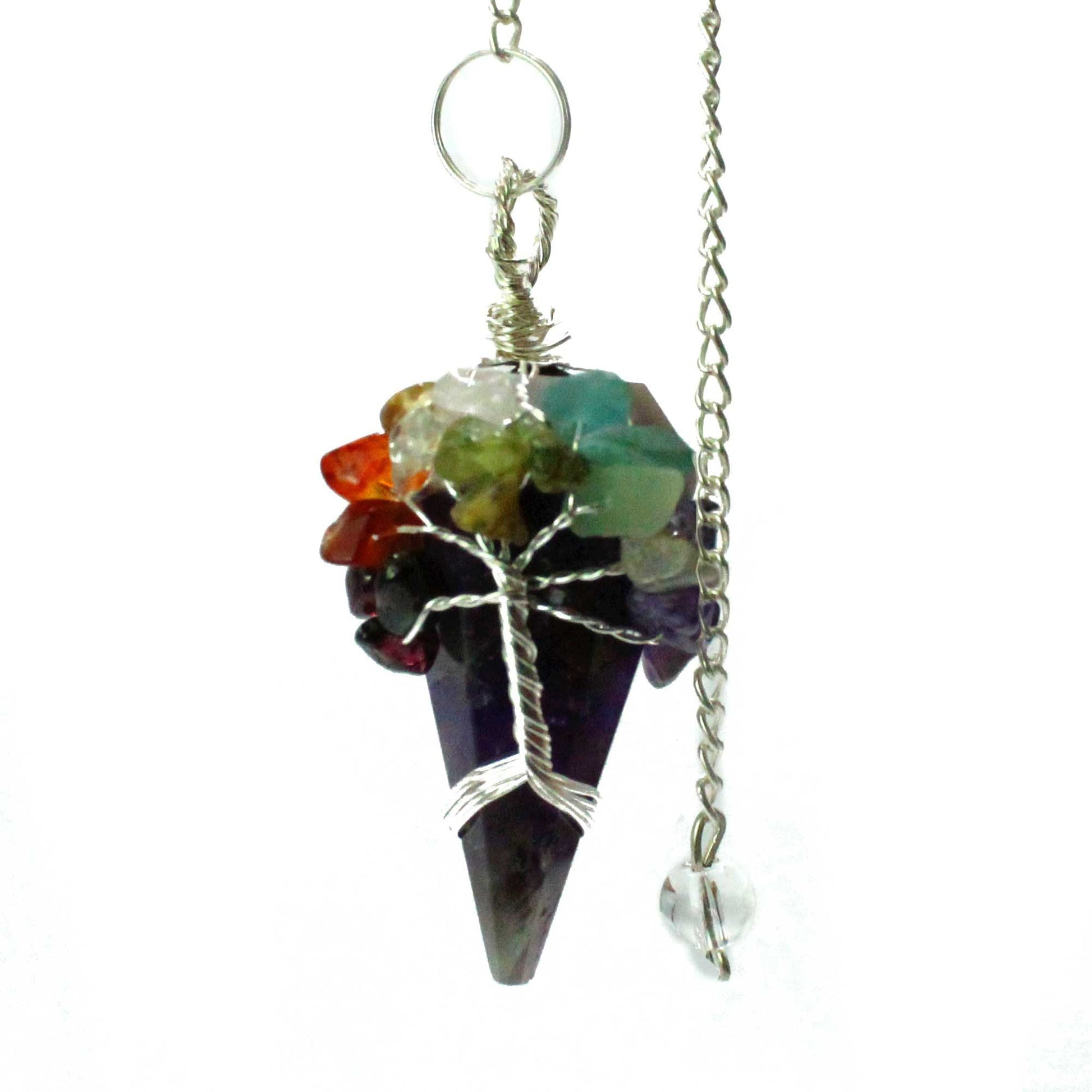 Polished Magic Pendulum Seven Chakra Amethyst featuring rich purple colour and natural clarity - Positive Faith Hope Love