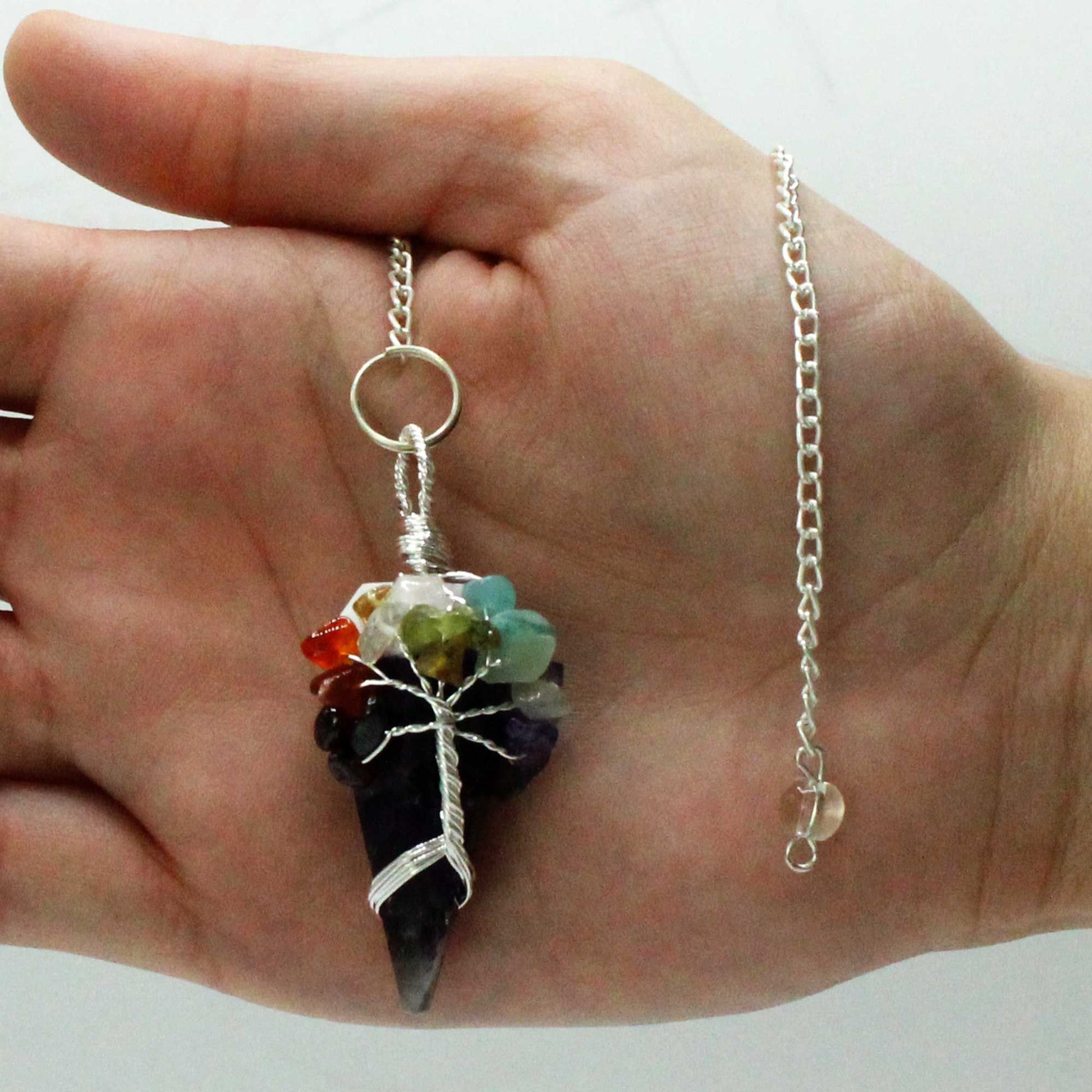 Polished Magic Pendulum Seven Chakra Amethyst featuring rich purple colour and natural clarity - Positive Faith Hope Love
